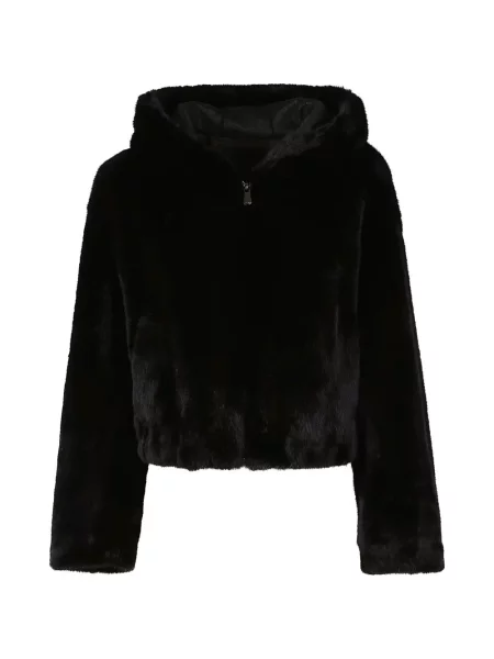 Geacă Pinko cu glugă cu blană negru