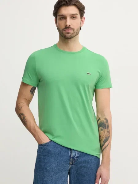 Тениска Lacoste с изчистен дизайн зелено