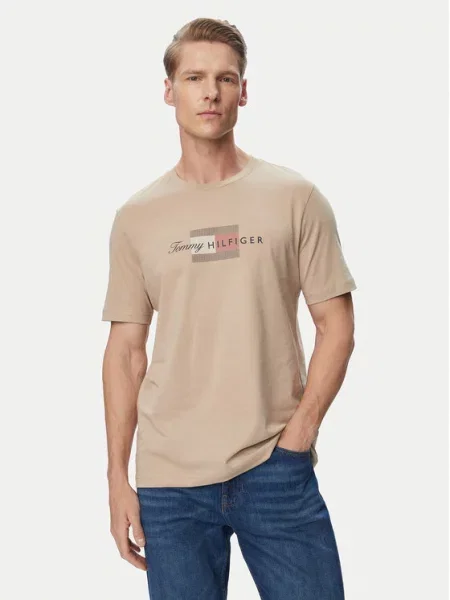 TOMMY HILFIGER Tričko / svetločervená / čierna / biela béžová