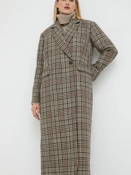 Vlněný kabát Herskind Wanda přechodný oversize