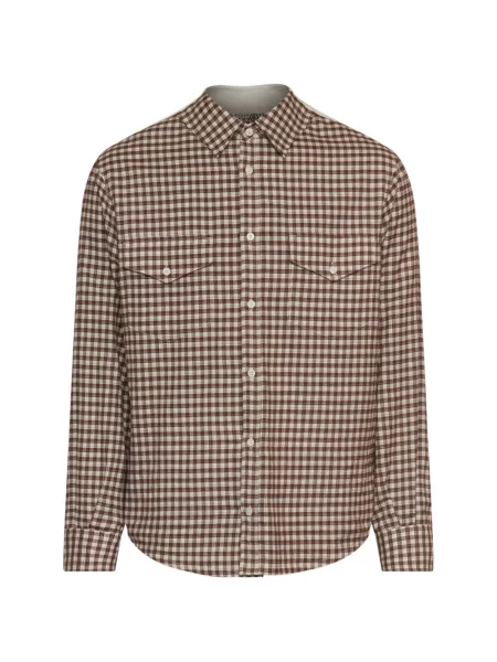 Cămașă Mm6 Maison Margiela în carouri de flanelă maro
