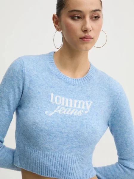 Tommy Jeans Pulover s primesjo volne modra