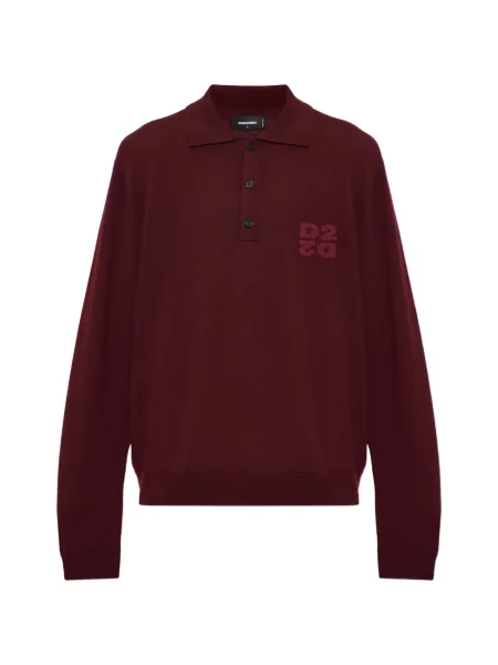 Pulover Dsquared2 cu broderie de lână roșu