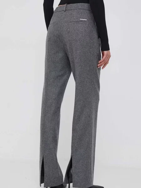 Calvin Klein nadrág női magas derekú egyenes szürke