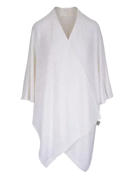 Poncho Kinross Cashmere de in alb