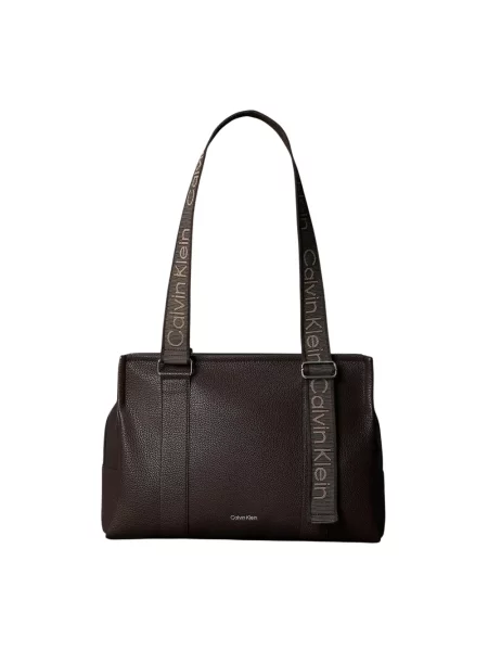Calvin Klein torebka tote z imitacji skóry brązowa