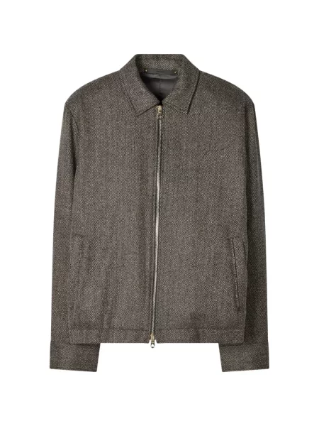 Geacă Paul Smith de lână cu model herringbone gri