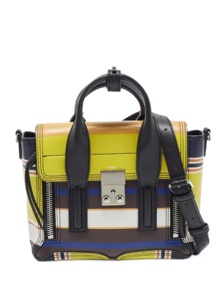 Geantă shopper 3.1 Phillip Lim din piele cu dungi galben