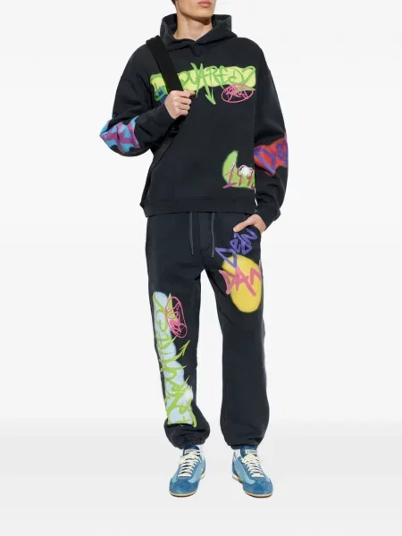 Hanorac cu glugă Dsquared2 cu imagine negru