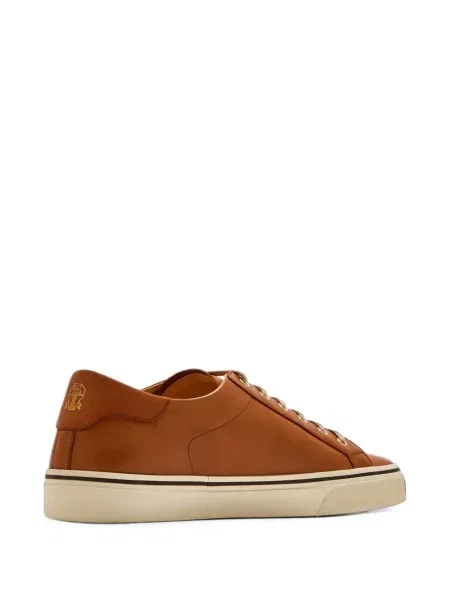 Fűzős bőr sneaker Brunello Cucinelli barna