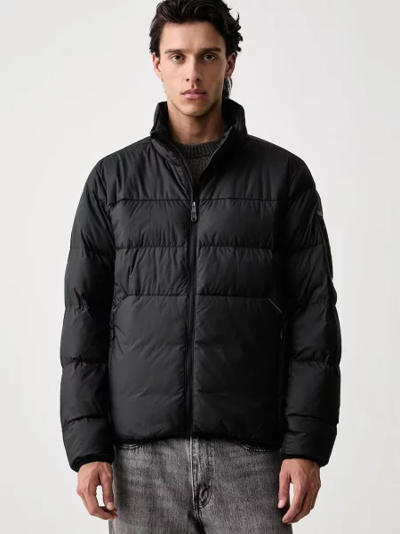 BOSS Green geacă de tranziție pentru bărbați OW_Urbanex Puffer negru