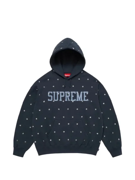 Суичър с качулка Supreme с шипове синьо