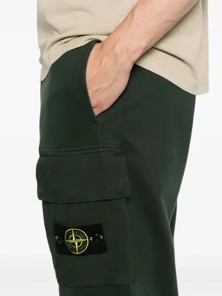 Pantaloni Stone Island cu strasuri verde