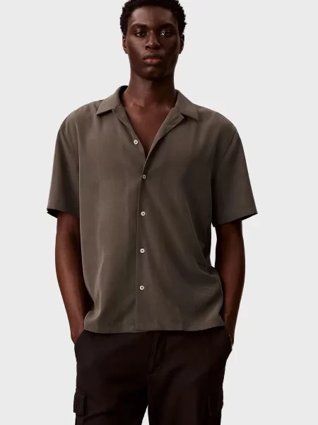 Ошейниковый рубашка Calvin Klein коричневая