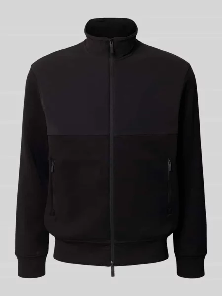 Armani Exchange Bluzy Mężczyzna L Rozpinana Bluza Stretch z Mieszanki Bawełny czarny