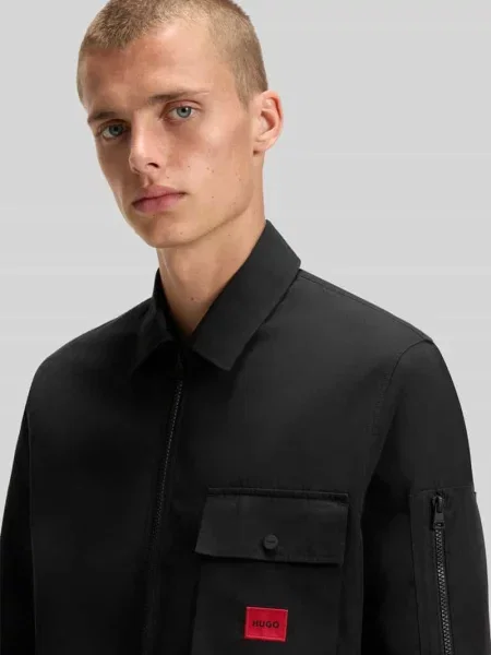 Kurtka koszulowa o kroju regular fit z mieszanki bawełny model EMMOND' Hugo czarna