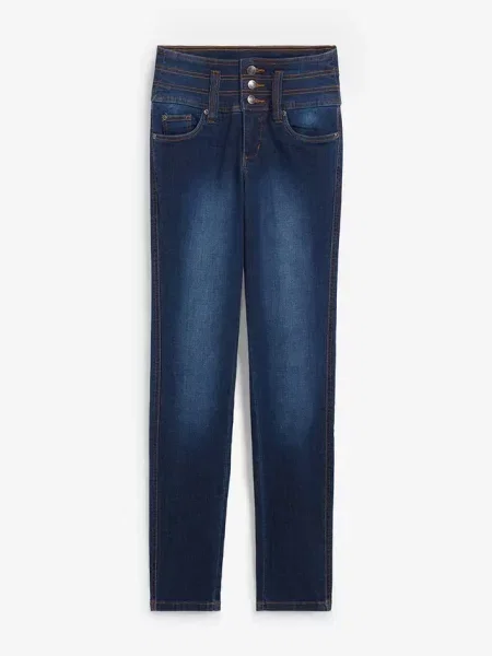Modelujące jeansy o kroju slim fit high waist niebieskie