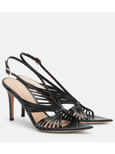 Usnjene sandali Gianvito Rossi z odprtimi petami črna