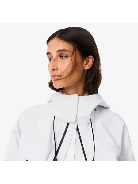 Lacoste Kurtka Oversize Z Kołnierzykiem Polo biała