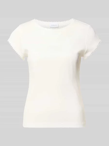 T-shirt z okrągłym dekoltem Comma biała