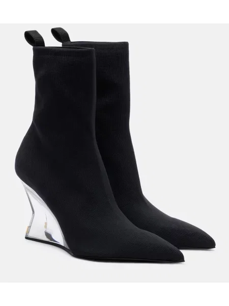 Cropp cizme scurte Balmain tricotate cu pană negru