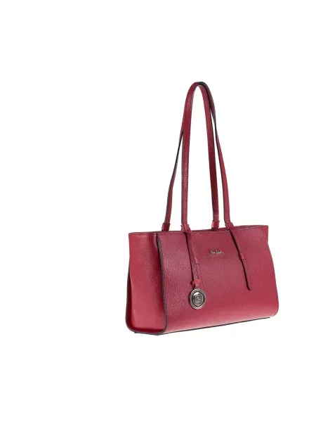 Shopperka Pierre Cardin skórzana czerwona