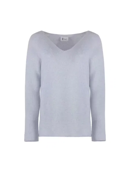 Sweter The (alphabet) z dekoltem w serek niebieski