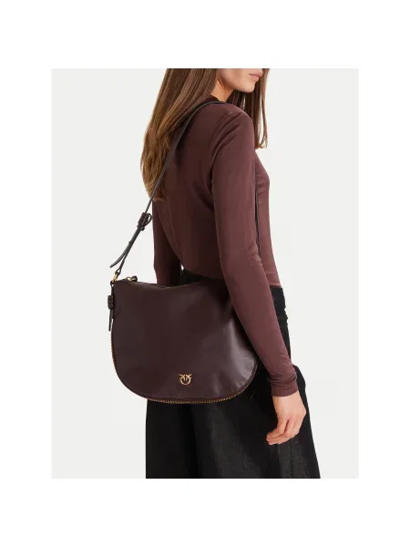 Geantă PINKO Hobo Zip Around Classic Ai PLTT Vișiniu bordo