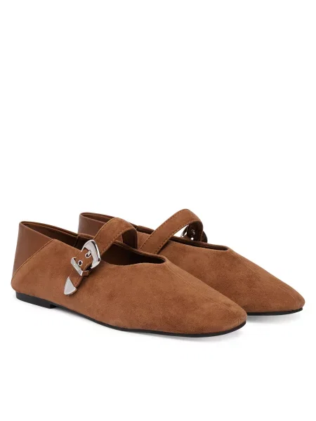 Baleríny Tommy Jeans Tjw Ballerina Suede hnědá