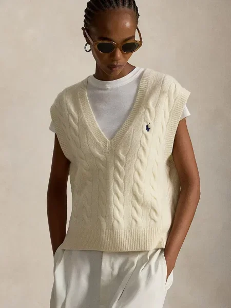 Polo Ralph Lauren vestă de damă din lână bej