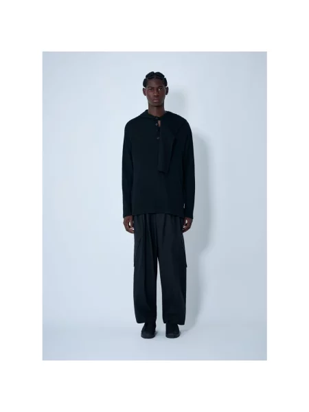 Sweter Yohji Yamamoto z kapturem czarny