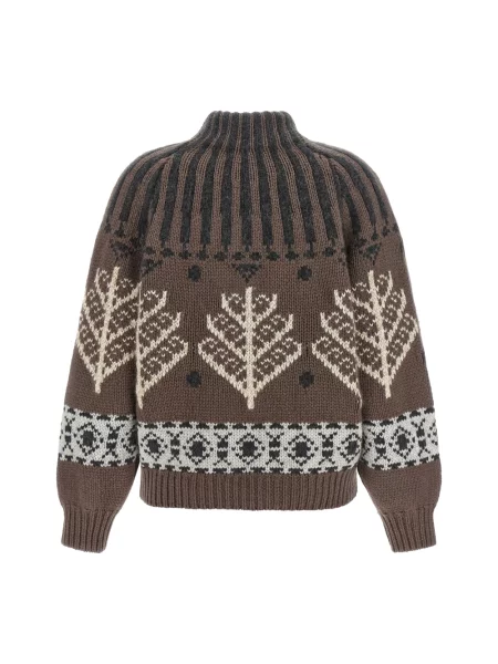 Sweter Brunello Cucinelli z kaszmiru brązowy