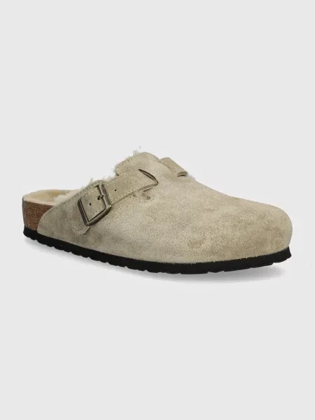 Birkenstock Căptușite mules încălțăminte LEVE cu adaos de lână | piele întoarsă bej