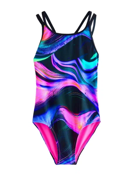 Next Costum de baie întreg albastru aqua / albastru închis / roz negru