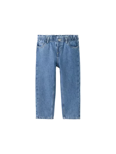 MANGO KIDS Jeans PAPERBAG denim albastru