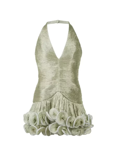 Mała sukienka mini Stolen Stores z dekoltem w serek garniturowa zielona