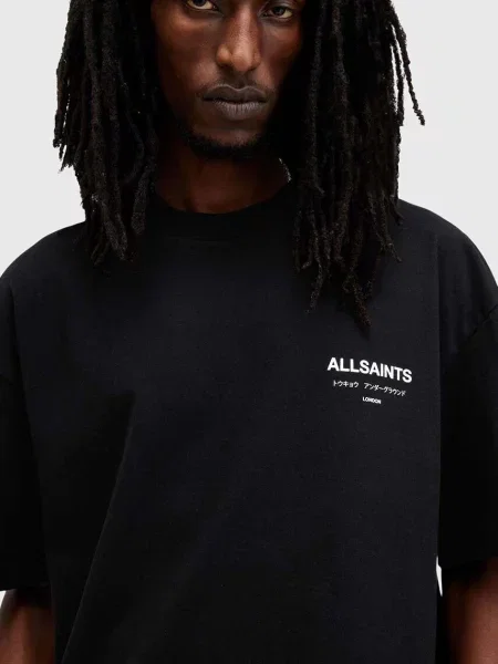 Majica AllSaints UNDERGROUND za muškarce s tiskom crna