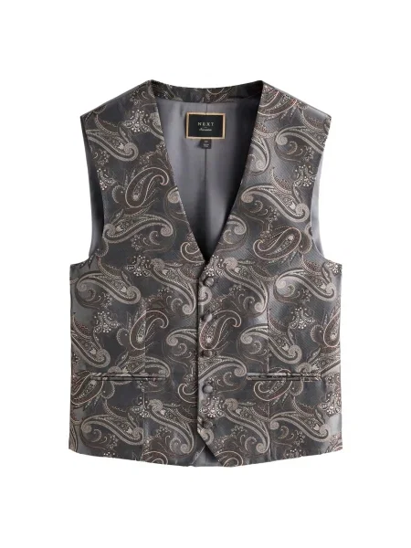 Next Vestă de costum maro mokka gri