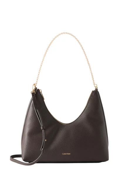 Calvin Klein Ročna torba Emblem Hw Pebble Shoulder Bag Bež rjava