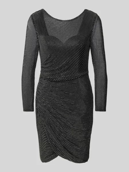 Sukienka koktajlowa o długości do kolan z obszyciem kamieniami stras Hey Kyla srebrna