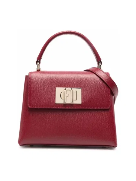 Top Furla skórzany czerwony