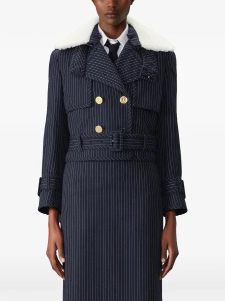 Decupat trenci Thom Browne de lână albastru