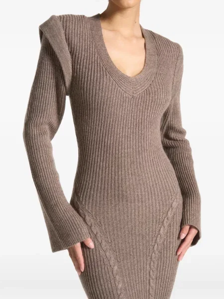 Rochie midi Manière De Voir tricotate până la genunchi de costum maro