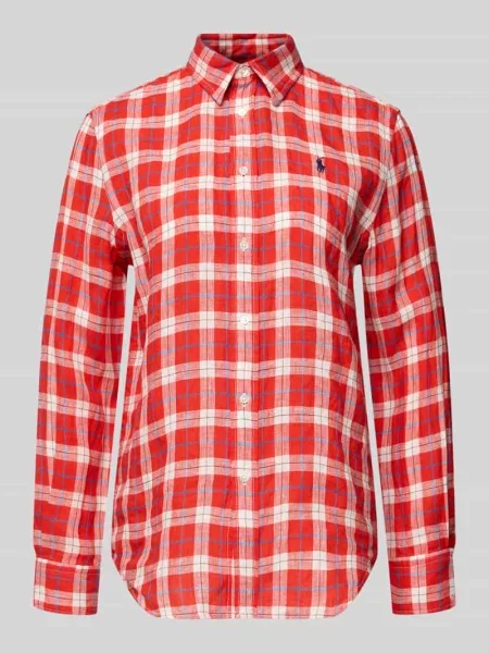 Bluzka koszulowa o kroju oversized z czystego lnu Polo Ralph Lauren czerwona