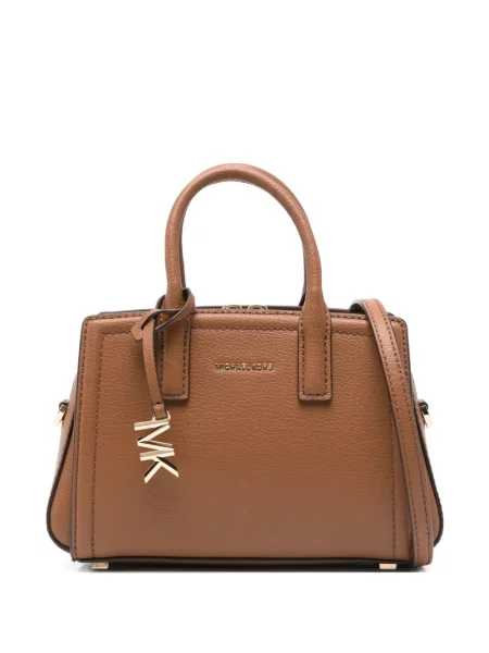 Kožená malá kožená taška Michael Michael Kors hnědá