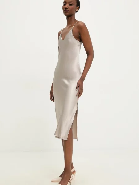 Answear Lab sukienka srebrny maxi dopasowana