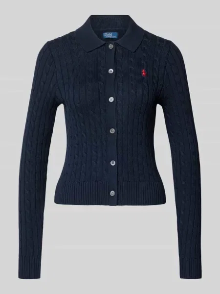 Kardigan z czystej bawełny krój slim fit Polo Ralph Lauren granatowy