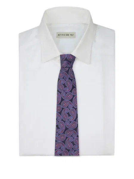 Cravată Etro cu model paisley din jacard roșu