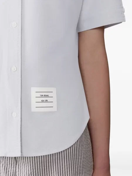 Cămașă Thom Browne din țesătură twill scurtă gri