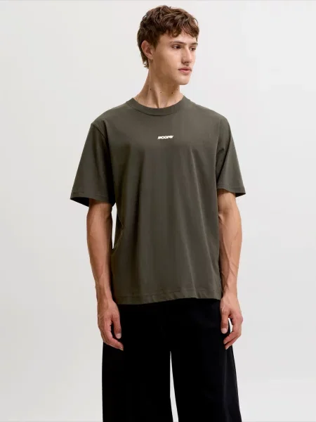 JACK & JONES Tričko JCOCLUB farby bahna biela